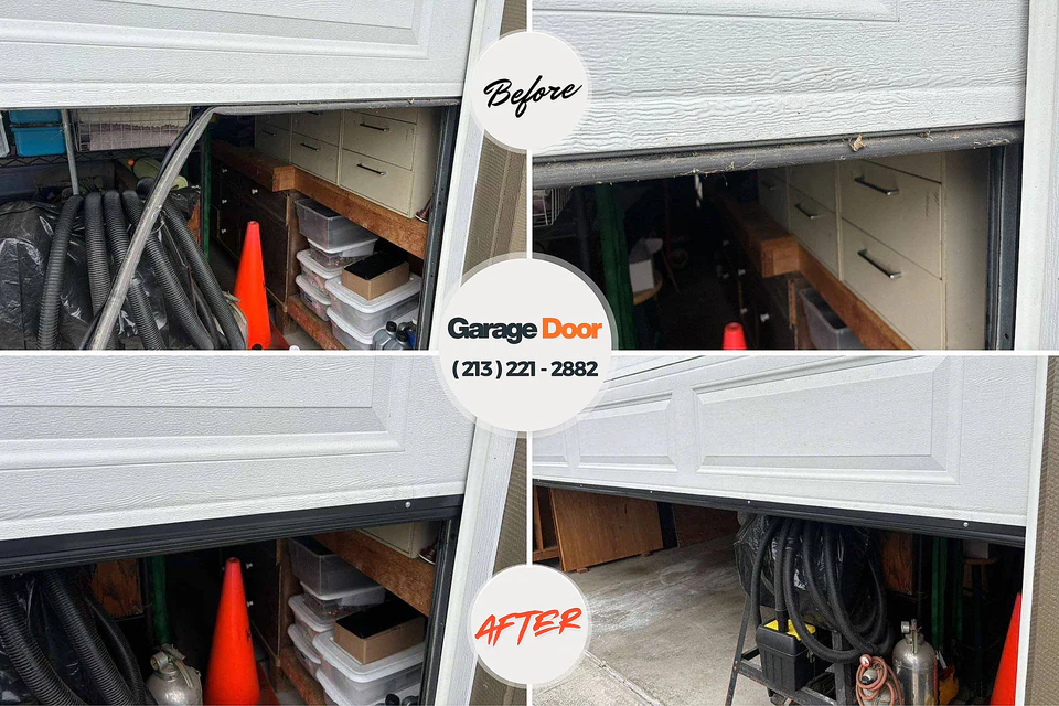 Before and after: garage door repair Champlin, MN